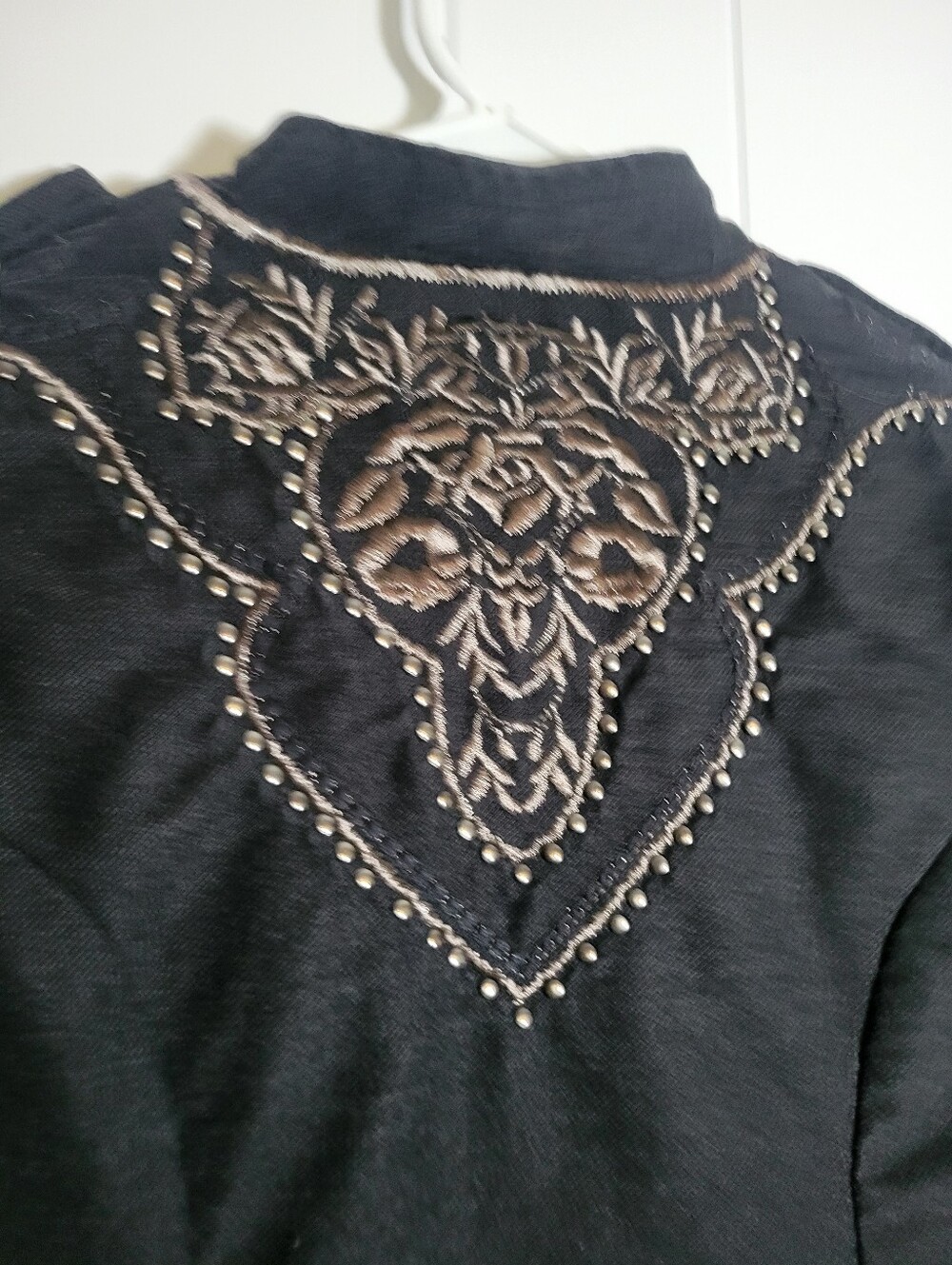 Free People Sergeant Coat Embroidered Charcoal Gray Military Zip Button Jacket 4 - Picture 11 of 16